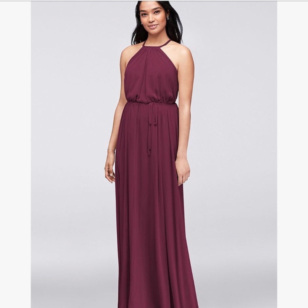 David’s bridal bridesmaid dress in wine